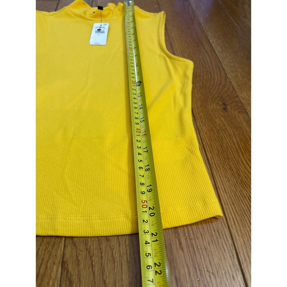Express Mustard Yellow Ribbed Mock Neck Sleeveless Fitted Top S NEW - Picture 5 of 5